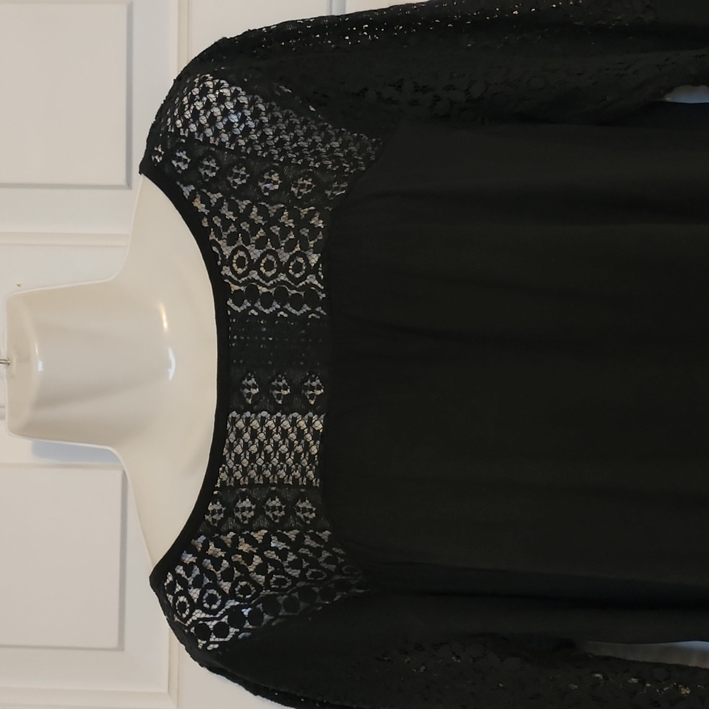 Colleen Lopez Lace Yoke Mixed Media   Top
